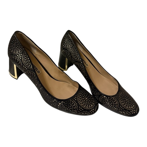 Elegant Black Laser-Cut Women's Heels - Picture 9 of 13